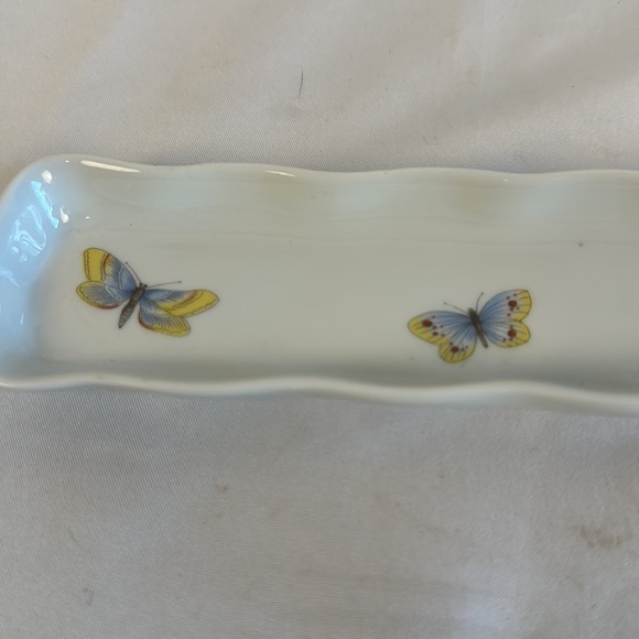 Limoges France Porcelain Butterflies Slender Rectangular Tray - Picture 6 of 10